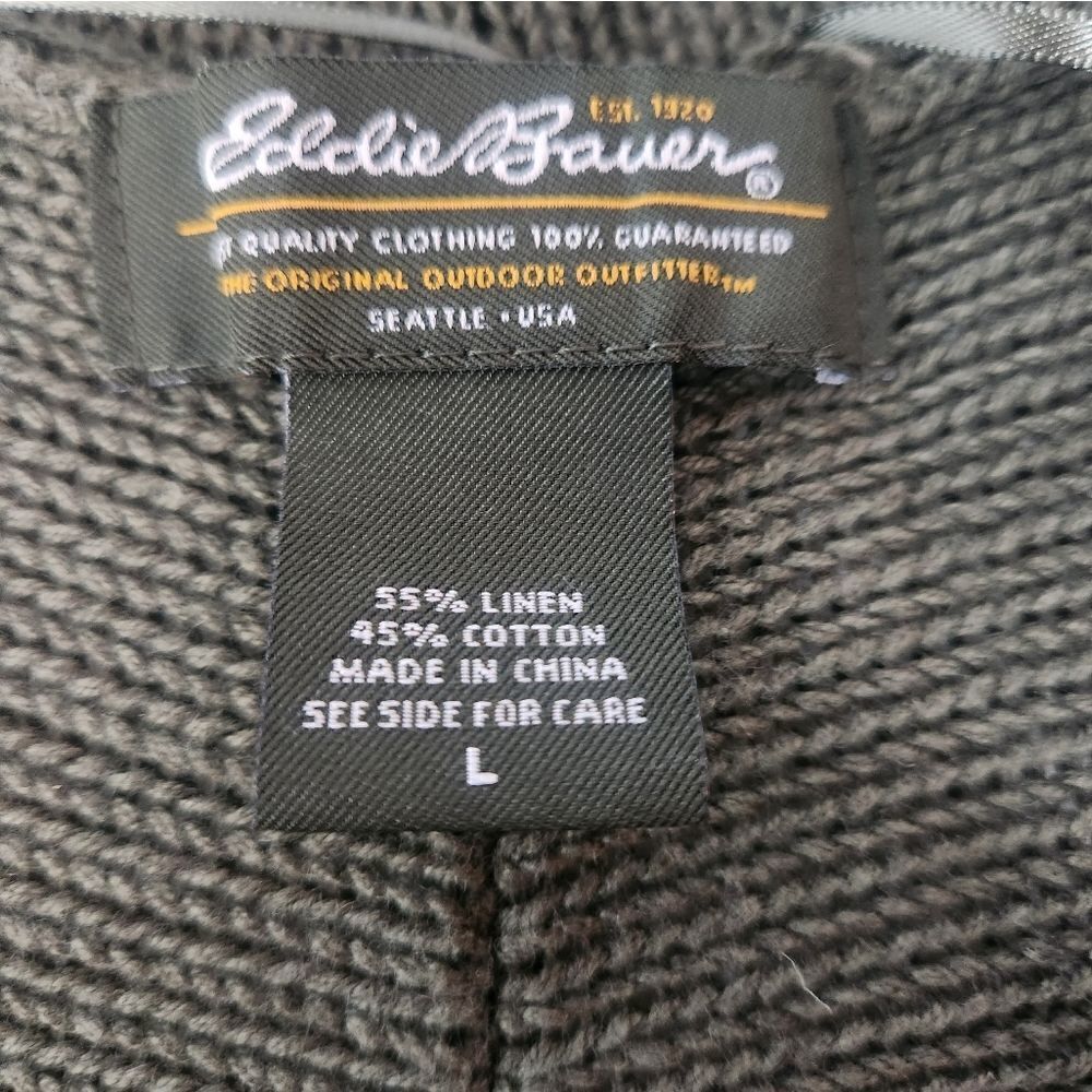Eddie Bauer L Olive Green Knitted Pockets Shrtslvs Women’s Opened Cardigan Vest - Picture 2 of 12